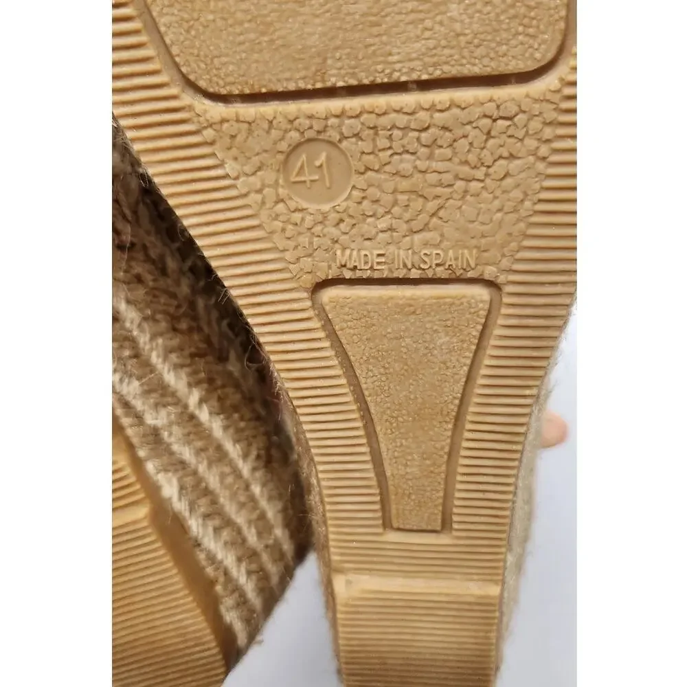 Andre Assous Boho Gold Metalic Woven Leather Wedge Espadrilles, Size 10 (41EU)